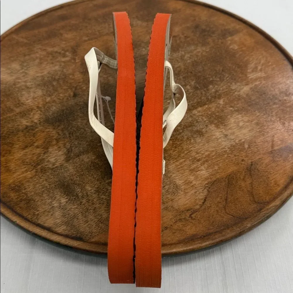 Tory Burch Sandals Wm 11 Thong Flip Flops Fall Orange Cream Cloud/Fruit Basket - Picture 7 of 9